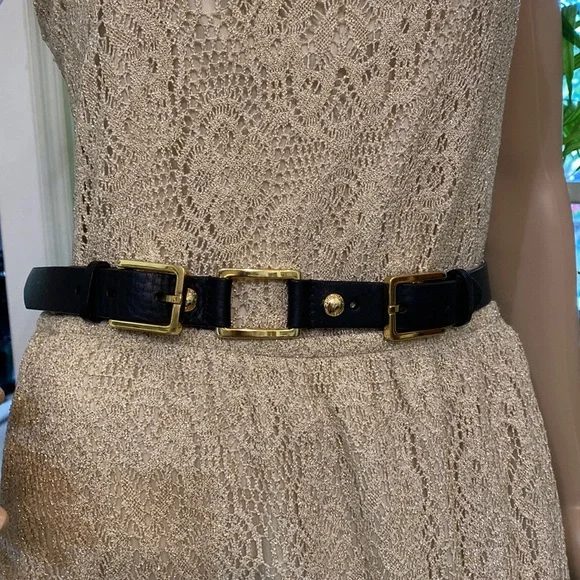 NWT Y2K ▶️ Antonio Melani ◀️ Black and gold Genuine Leather Thick Studded Belt Antonio Melani Black And Gold Studded | Mercari main image 4